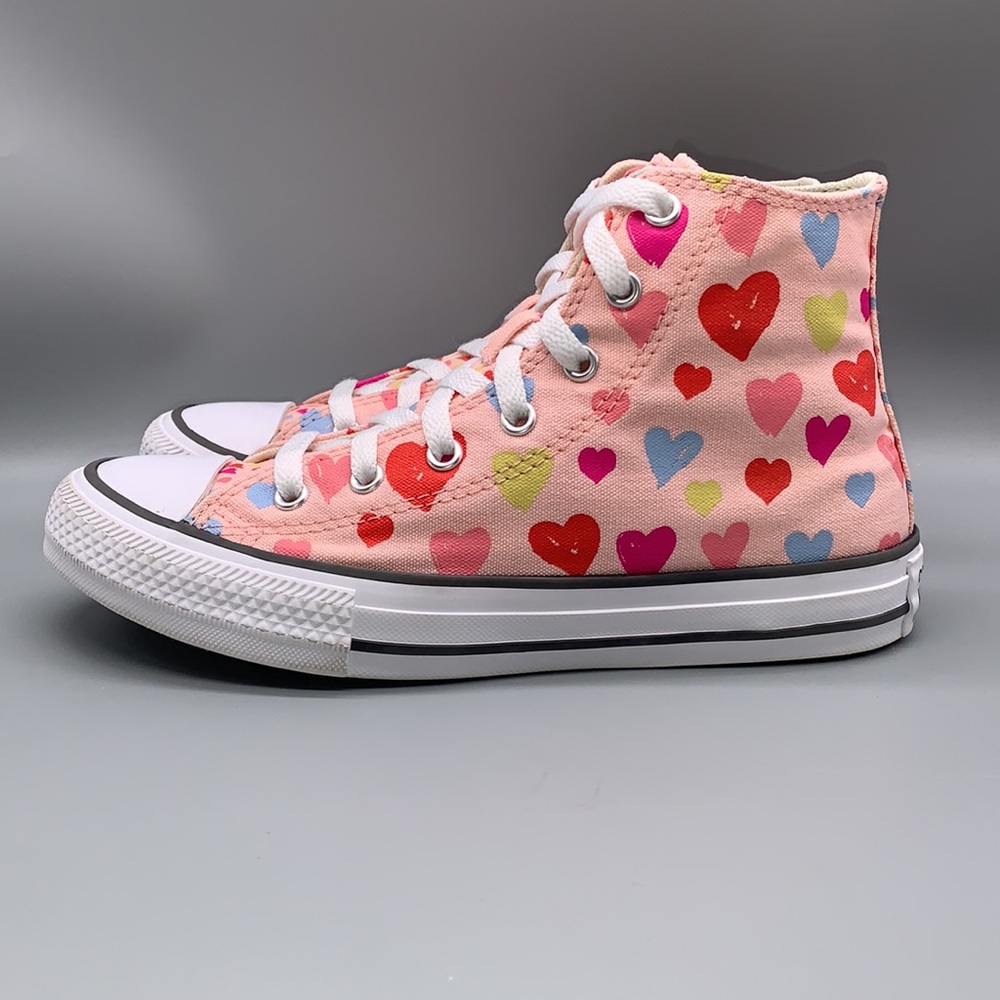 Converse Kids Sneakers - Pink with Multicolor Hearts - Picture 2 of 14
